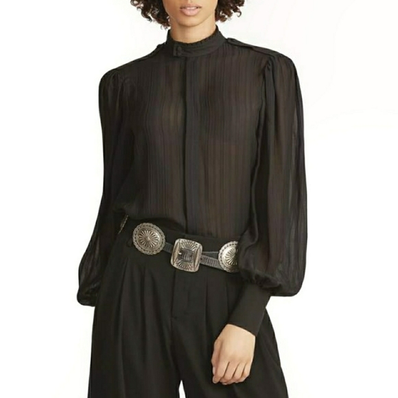 Polo Ralph Lauren Tops - 🆕️Polo Ralph Lauren Jacquard Stripe Silk Blouse